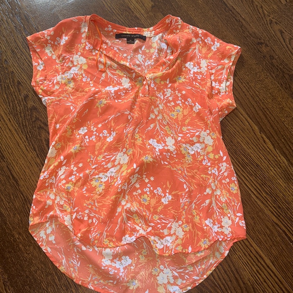 Orange Floral Blouse